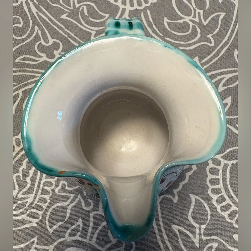Vintage Italian Hand Painted Floral Ceramic Pitcher Vase Italy Pottery‎